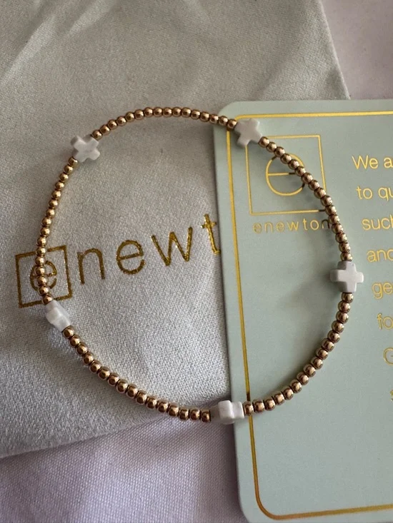 Enewt Gold Beaded Bracelet with White Cross Accents - Picture 2 of 3